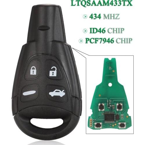 Bilchave 5PCS For SAAB 9-3 9-5 2003-2010 FOB 4 Buttons 434MHz ID46 PCF7946 Chip LTQSAAM433TX Smart Remote Car Key