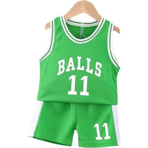 New Summer Baby Boys Basketball Clothes Sets Kids Girls Letter Vest+shorts 2-piece Toddler Casual Clothing Sets Number Eleven