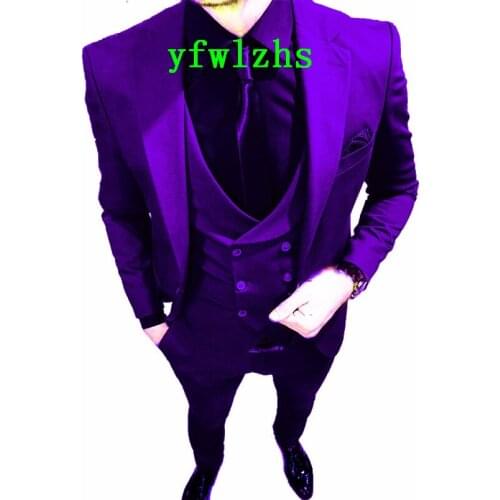 Handsome Groomsmen Notch Lapel Groom Tuxedos Wedding Dress Men Suits Blazer Prom Dinner (Jacket+Pants+Tie+Vest) A635