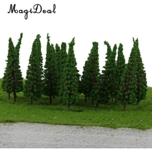 MagiDeal High Simulation 50Pcs/Lot 1/100 Scale Pagoda Trees Model Train Railroad Scenery for House Garden Park Greenery Decor