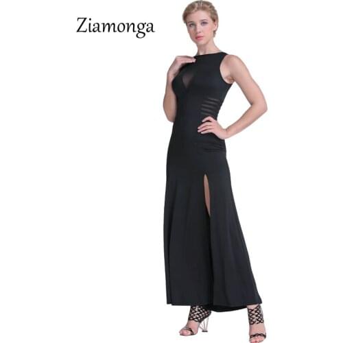 Fashion 2017 New Sexy Dress Club Wear Black Ankle-Length High Quality Long dress Elegant Sleeveless Side Open Women Dresses 2396