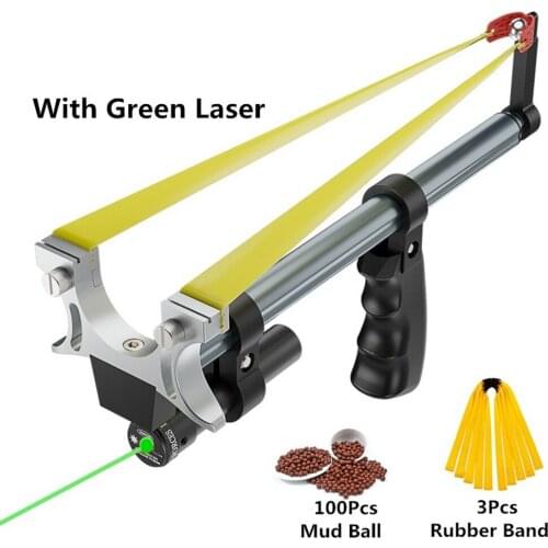 Professional Hunting Slingshot set High Precision Instrument For Outdoor Long Rod Catapult Slingshot Balls Laser Aiming Shooting