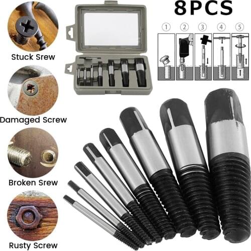 8pcs Damaged Screw Extractor Drill Bits Guide Set Broken Speed Out Easy out Bolt Stud Stripped Screw Remover Tool For Car Wood