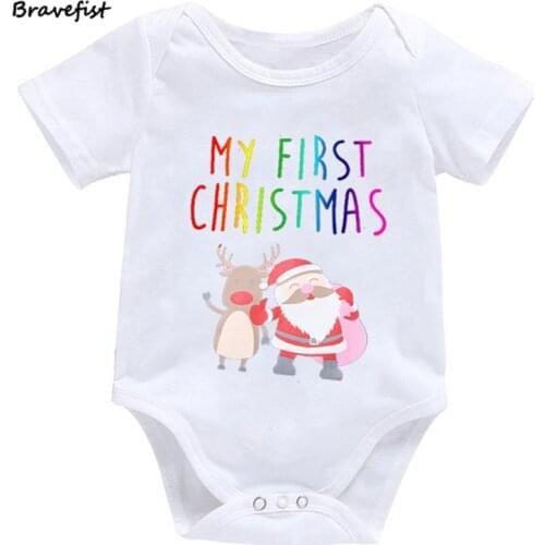New Lovely Newborn Rompers Outfits 0-24Months Short Sleeve Kids Jumpsuits Baby Clothes Outwear Tops My First Christmas Hot Sale