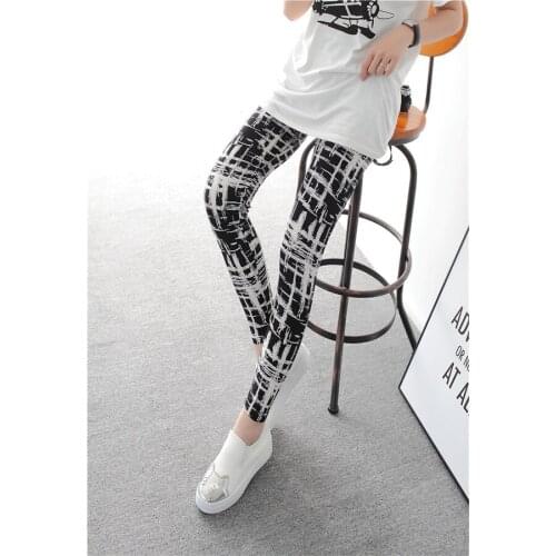 Autumn/ Winter Womens Fashion Black Milk Thin Stretch leggings Graffiti Printed Slim Skinny Leggings Pants Female Leggings