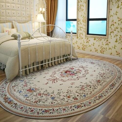 European Pastoral style Oval Carpets For Living Room flower home Carpet Bedroom Countryside rugs bedside Floor Study Rug