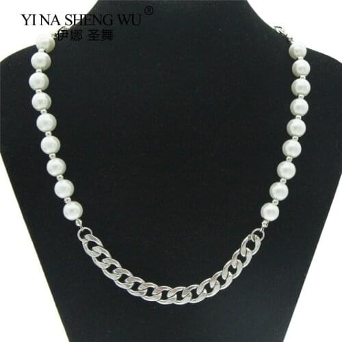 New Pearl Stitching Cuban Chain Choker Necklaces Design Male Trendy Same Paragraph Female Hip Hop Necklace Jewelry Accessories