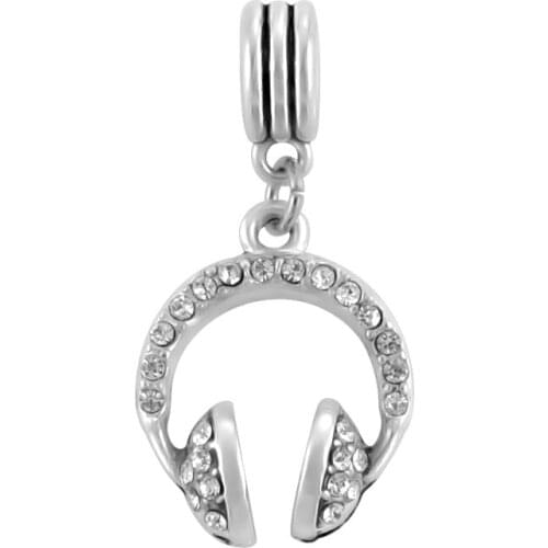 Headphone Pendant Music Microphone Headset Charms Fit Original Pandora Charm Bead Bracelet DIY Fashion Jewelry SPP208