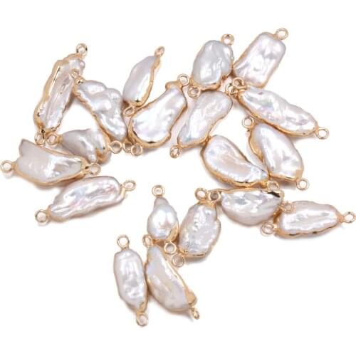 Natural Freshwater Pearl Pendant irregular shape Double hole connector Pendants for Jewelry Making DIY Necklaces Accessories