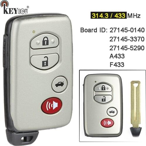 KEYECU A433 F433 27145-0140 / 27145-3370 / 27145-5290 Smart Card Remote Key Fob for Toyota Avalon Camary Aurion Sequoia Prius