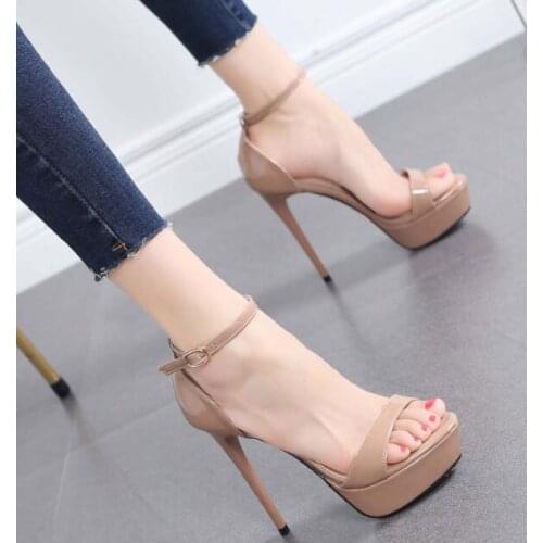 Carpaton Platform High Heel Sandal Ankle Strap Sexy Thin Heels Shoes Woman 2019 Summer Open Toe Party Dress Heels