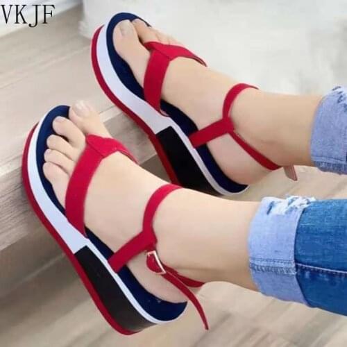 Womens Shoes Fashion Casual Solid Color Simple Belt Single Buckle Thick Bottom Comfortable All-match Summer Sandals