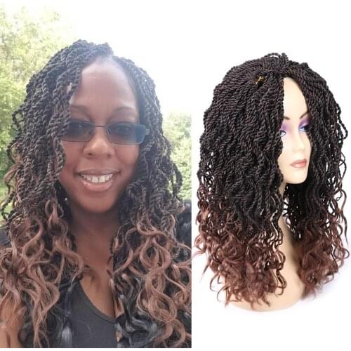 DAIRESS 14" Senegalese Twist Crochet Braids With Curly Free End Wavy Senegalese Twist Hair Extension Crochet Twist Braiding Hair