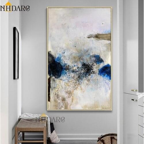 Blue Abstract Chic Canvas Art Print Painting Poster Wall Pictures For Living Room, Art Home Decoration of Corridor Point Office