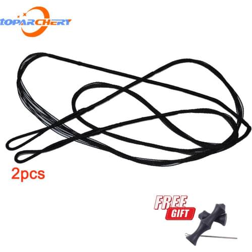 2pcs Replacement Black Bow String Traditional Recurve Bow Longbow Hunting Shooting Accessories Length 43.7''-68'' (111cm-173cm)