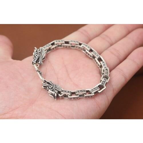 Solid 925 Sterling Silver dragon men retro punk bangle bracelet cuff women jewelry A4684