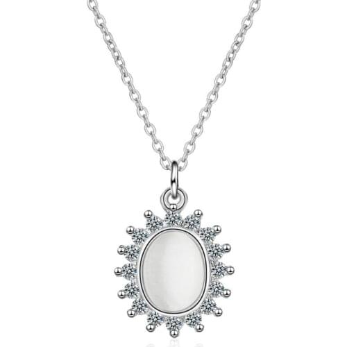 New Opal Flower Zircon Pendant Necklaces For Women Trend Short Clavicle Chain Jewelry Accessories SAN162