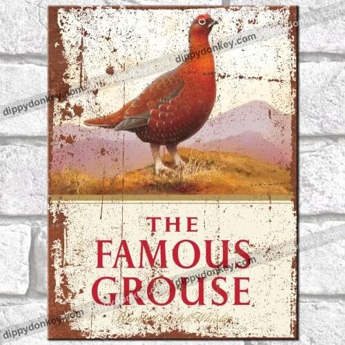 FAMOUS GROUSE Whisky Metal Signs Vintage Retro Wall Poster Garage Shed Tin Sign