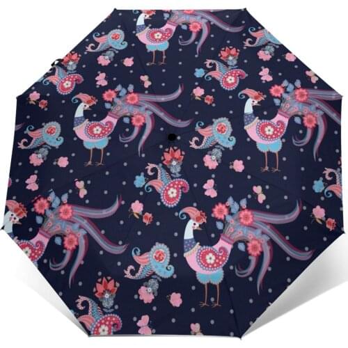 Fairy Birds With Wings Paisley And Tail Garden Windproof Automatic Folding Inverted Umbrella Portable Paraguas for Man Woman