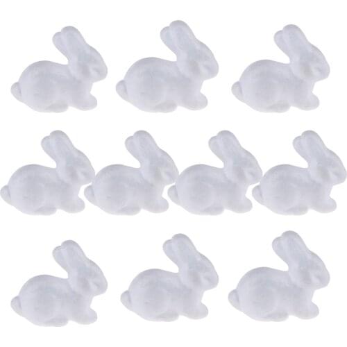 Behogar 10pcs Mini Foam Rabbit Bunny Mold for DIY Painting Easter Crafts Modeling Projects Party Decorations Supplies 65mm