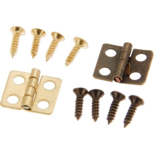 40pcs 13*12mm Mini Cabinet Drawer Door Furniture Butt Hinges 4 Holes Jewelry Boxes Furniture Hardware