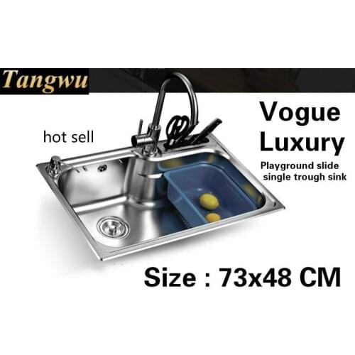 Free shipping Apartment wash vegetables large kitchen single trough sink 304 stainless steel hot sell vogue 73x48 CM