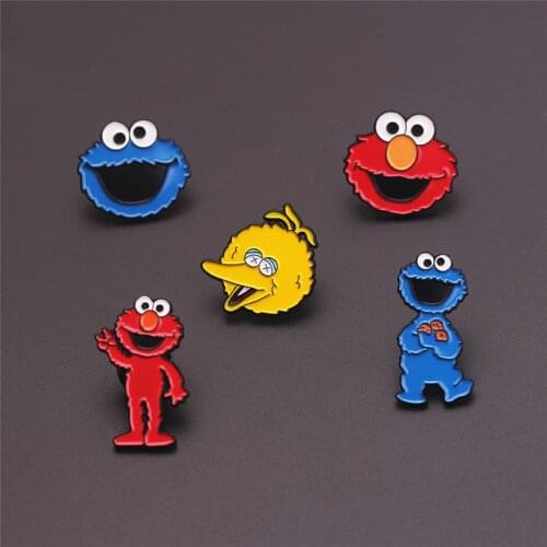 Sesame Street Brooch and Enamel Pin Cartoon Animal Elmo Cookie Monster Lapel Pin