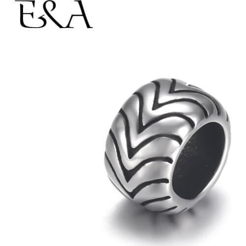 4pcs Stainless Steel Tyre Bead 6mm Large Hole for Jewelry Bracelet Making Metal Beads DIY Supplies Parts