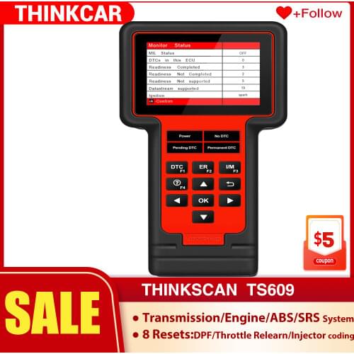 Thinkcar TS609 OBD2 Scanner Engine ABS SRS Transmission Diagnostic tool ThinkScan 609 code reader scanner with 8 reset Function