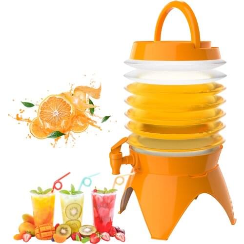 1.5 Gallon Beverage Dispenser,Collapsible Drink BPA Free Plastic Lemonade Beverage Dispenser Water Container with Stand & Spigot