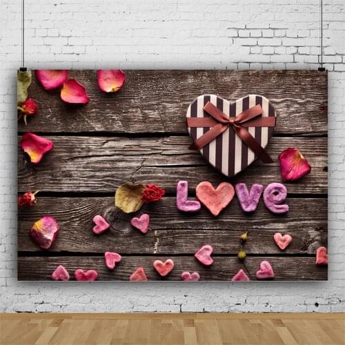 Planks Backdrop Black Wooden Board and Love Gift Photography Background Holiday Celebration Photo Booth Studio Decor