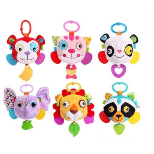 Hot Animal Pattern Distorting Mirror Baby Stroller Bed Hanging Rattle Toy Stuffed Plush Infant Toddler Educational Toy 6 Choices