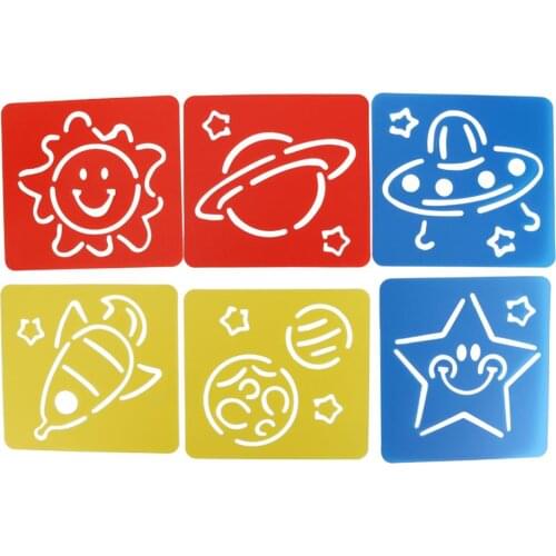 Space Series DIY Painting Stencils Hollow Cartoon Graphics Templates Scrapbooking Album Journal Embossing Stencils 6Pcs/Set