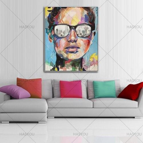 HASYOU Colorful Handpainted Oil Paintings Wall Picture Cool Man Figure Portrait Oil Paintings Abstract People On Canvas