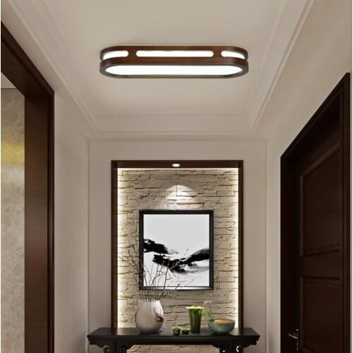 Chinese Style Minimalist Aisle Ceiling Lights 18/36W Walnut Wooden Decorative for Living Room Bedroom Corridor Study Cloakroom