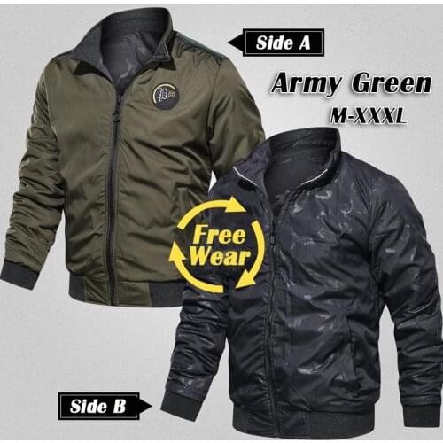 Fashion 3 Color Double-sided Jacket Men 2020 New Casual Mens Bomber Coat Both Sides Wearing Stand Collar Baseball Flying Jacket