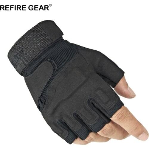 Refire Gear Outdoor Half Finger Tactical Gloves Men Riding Cycling Biker Gloves Hiking Anti-Skid Bicycle Fingerless Gloves