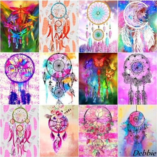 DIY Full Square/Round Diamond Painting Dream Wind Chime Dream Catcher Home Decor Rhinestone Embroidery Mosaic Art Picture Kit