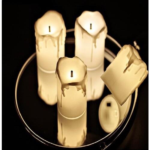 Pack of 12 Candle Lights Non-flame New Year Candles LED Tealight Romantic Creative Votive Batik Lights for Home Decoration Light