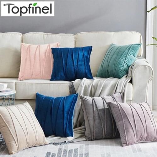 Topfinel Velvet Striped Decorative Pillows Throw Pillow Cover Cases Pillowcases Cushion Covers For Home Sofa Seat Chair 45x45cm