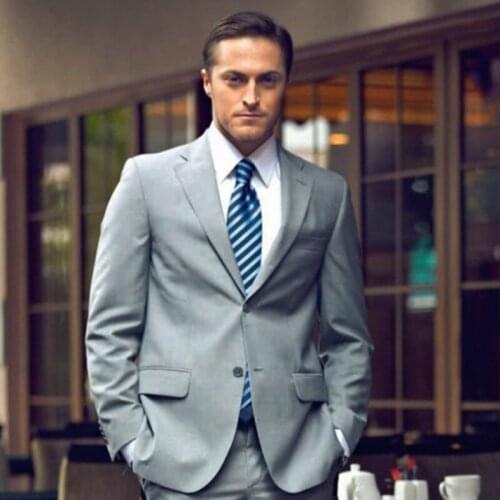 ANNIEBRITNEY Grey 2 Piece Slim Fit Formal Men Suit Custom Groom Wedding Tuxedo High End 2 Piece Prom Wedding Men Suit Set