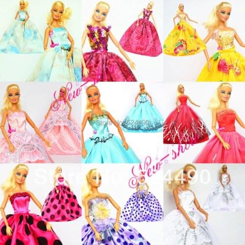 Great quality! 10 Pcs Gorgeous Handmade Gown Doll Dress Clothing Accessories Princess Skirt For Barbie Kurhn Doll Free Shipping