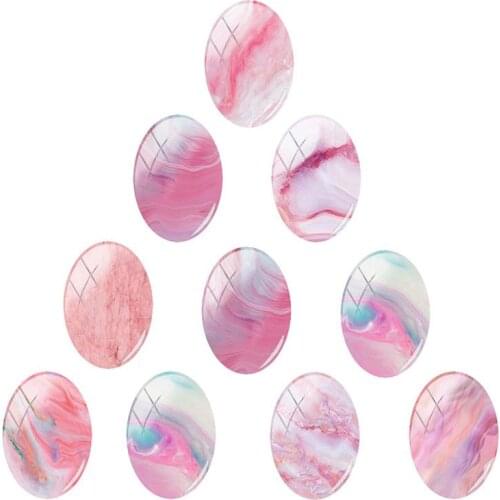 JWEIJIAO Beautiful pink marble texture picture Oval Glass Cabochon 18x25mm Glass Demo Flat Back Jewelry Findings Charm WL345