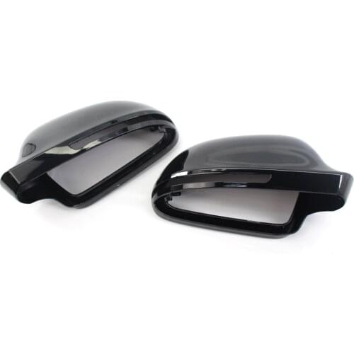 Pair of Gloss Black Rearview Mirror Cover Cap For AUDI A4 A6 Allroad Q3