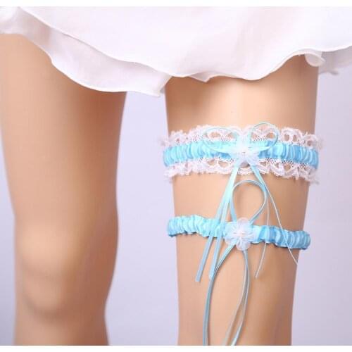 2Pcs Women Garters Elastic Bowknot Lace Thigh Band Suspenders Garters Bridal Accessories Comfortable to Wear for Wedding