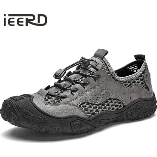 Cow Leather Casual Shoes Men Breathable Summer Shoes Large Size 38-46 Outdoor Sneakers Non-slip Rubber Flats
