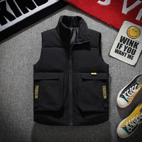 Plus Size 4XL-S 2021 Mens Vest Jacket Men New Autumn Warm Sleeveless Jackets Male Winter Casual Waistcoat Vest Plus Size Veste