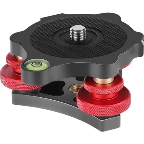 Camera Level Adjustment Base Fine-Tuning Gimbal Aluminum Alloy Three-Wheel Precision Level Bubble Level 3/8 Inch Screw