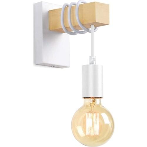 Vintage Industrial Edison Wall Light Wooden Indoor E27 Bulb Base Living Room Stair Hallway Restaurant Gate