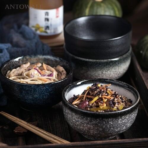 ANTOWALL Japanese 5inch Rice Bowl Heavy Ramen Bowl Ceramic Soup Bowl Restaurant Dining Tableware